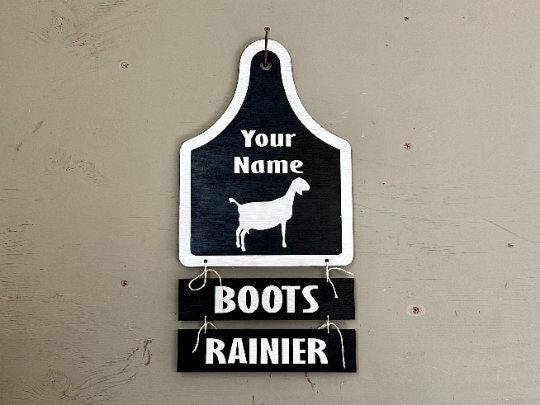 Farm Animal Name Tag for stall, cage or pen for 4-H livestock shows or Home Farm. Goat, Pig, Horse, Hog, Cattle, Cow, Swine, Lamb, Sheep
