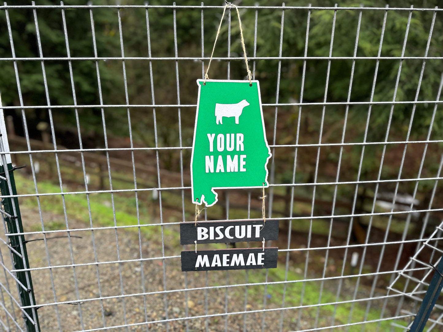 Farm Animal Name Tag for stall any state, cage or pen 4-H livestock shows or Home Farm. Goat, Pig, Horse Hog Cattle Cow Swine Lamb Fair