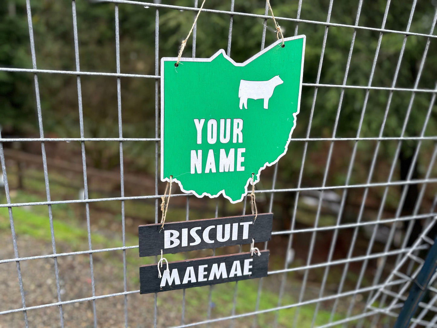 Farm Animal Name Tag for stall any state, cage or pen 4-H livestock shows or Home Farm. Goat, Pig, Horse Hog Cattle Cow Swine Lamb Fair