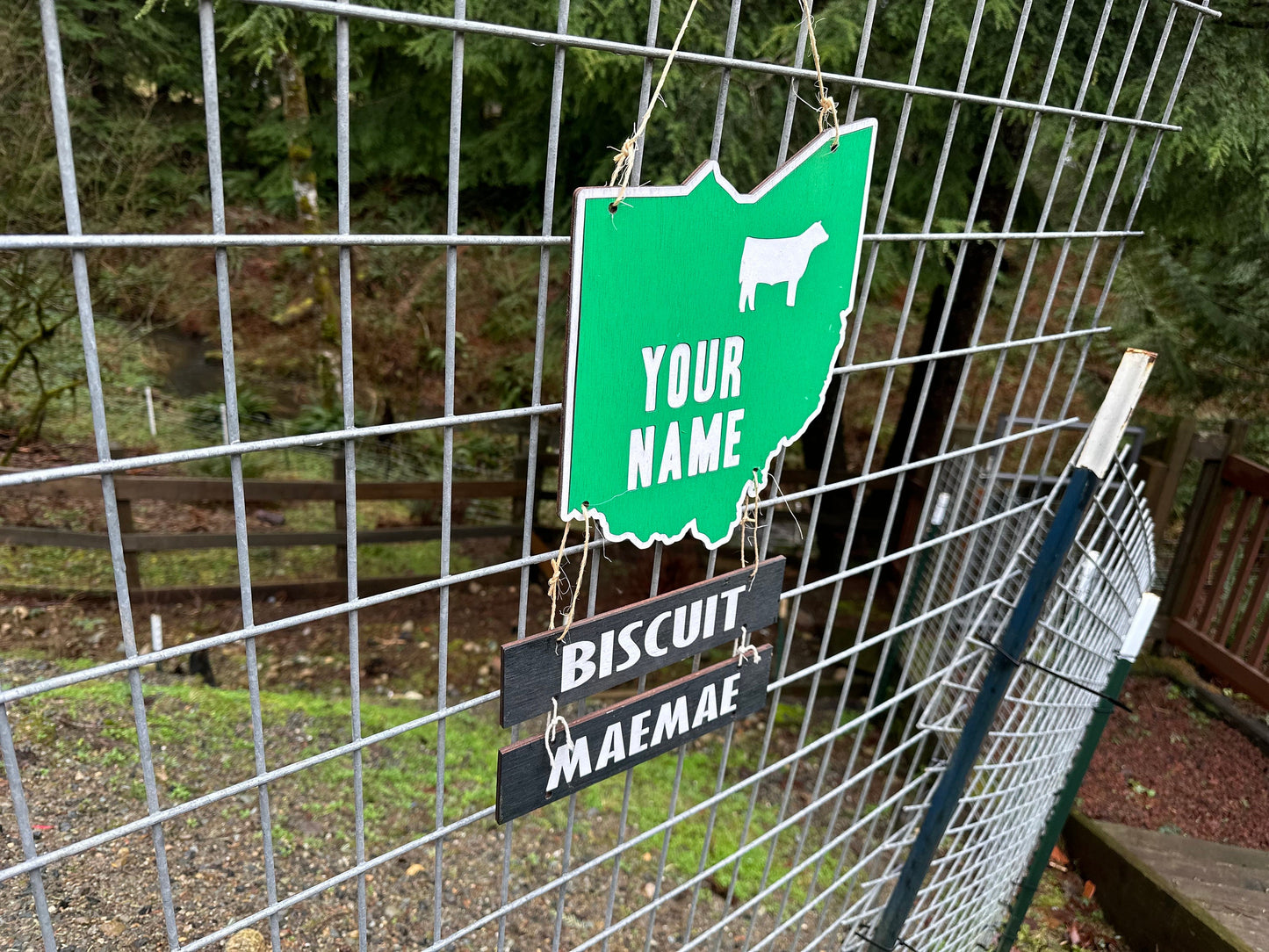 Farm Animal Name Tag for stall any state, cage or pen 4-H livestock shows or Home Farm. Goat, Pig, Horse Hog Cattle Cow Swine Lamb Fair