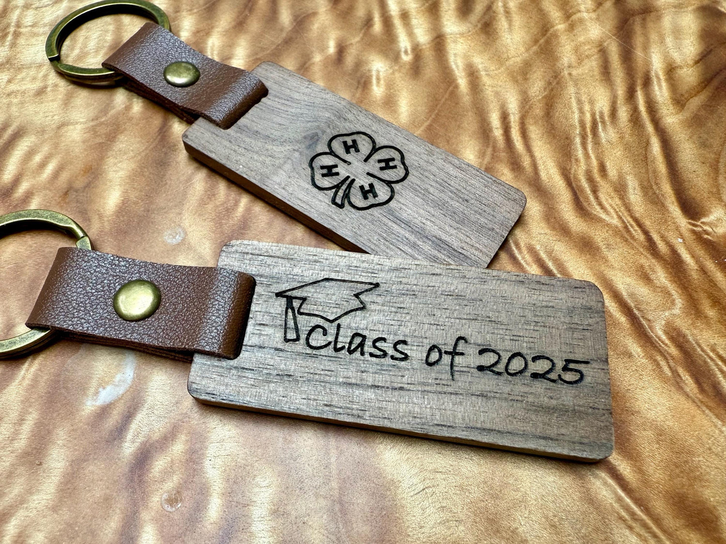 Keychain - Graduation gift for class of 2025 2026 2027 high school or college with 4h or farm animals like pig steer goat