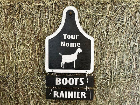 Farm Animal Name Tag for stall, cage or pen for 4-H livestock shows or Home Farm. Goat, Pig, Horse, Hog, Cattle, Cow, Swine, Lamb, Sheep