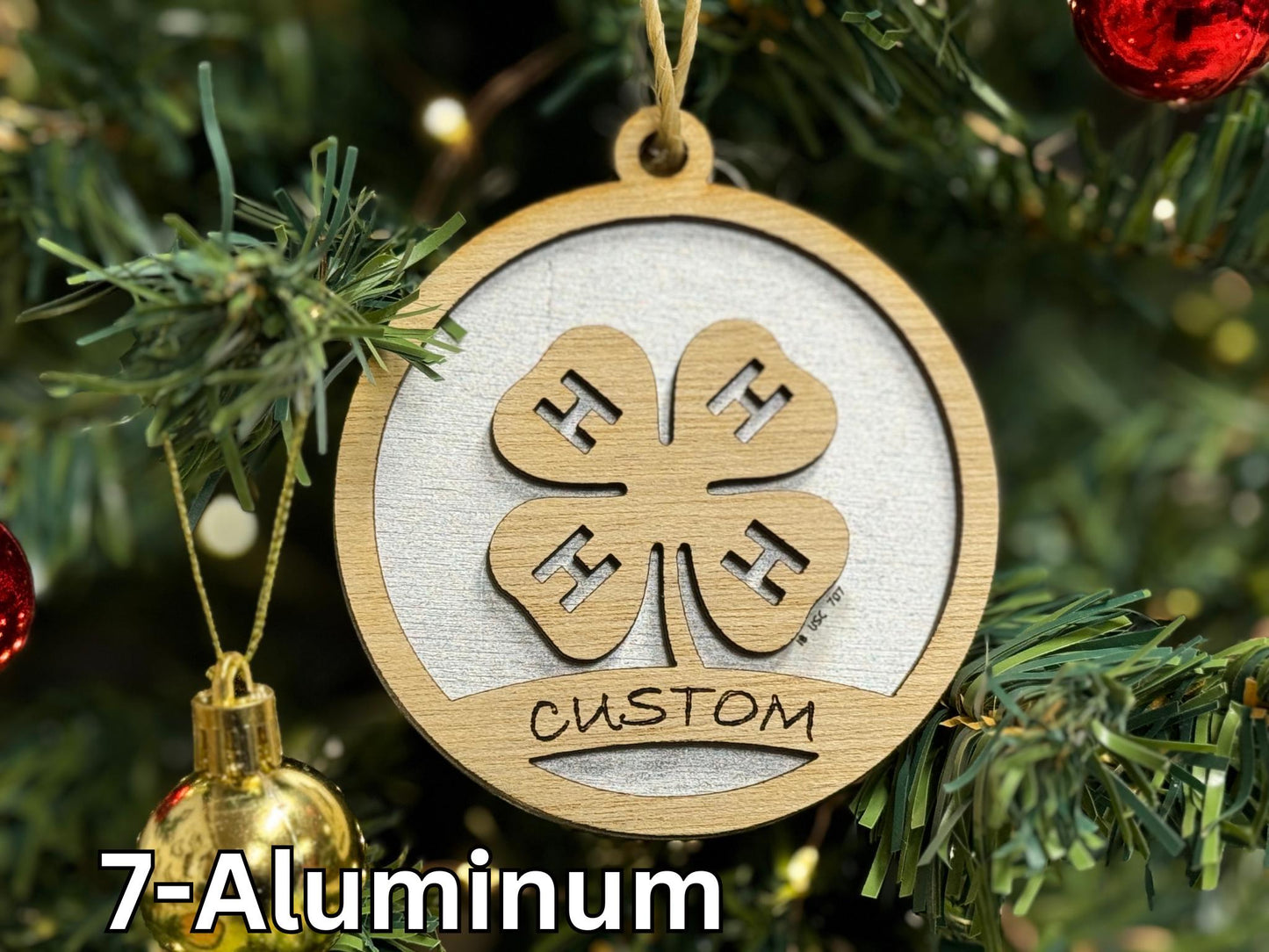 4-H Clover Ornaments for Christmas tree decorations, laser cut, rustic, wooden, gift idea, xmas 4h buyers gift