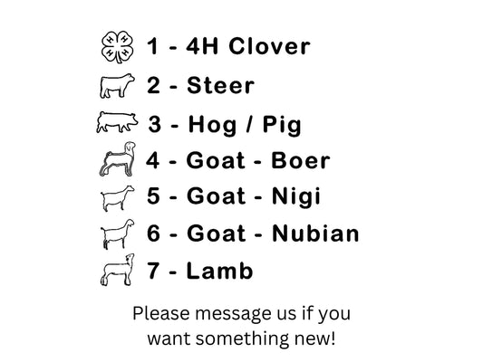 Keychain - Raised in a barn Farm animal keychain with livestock like a steer hog lamb goat rabbit chicken or 4h clover