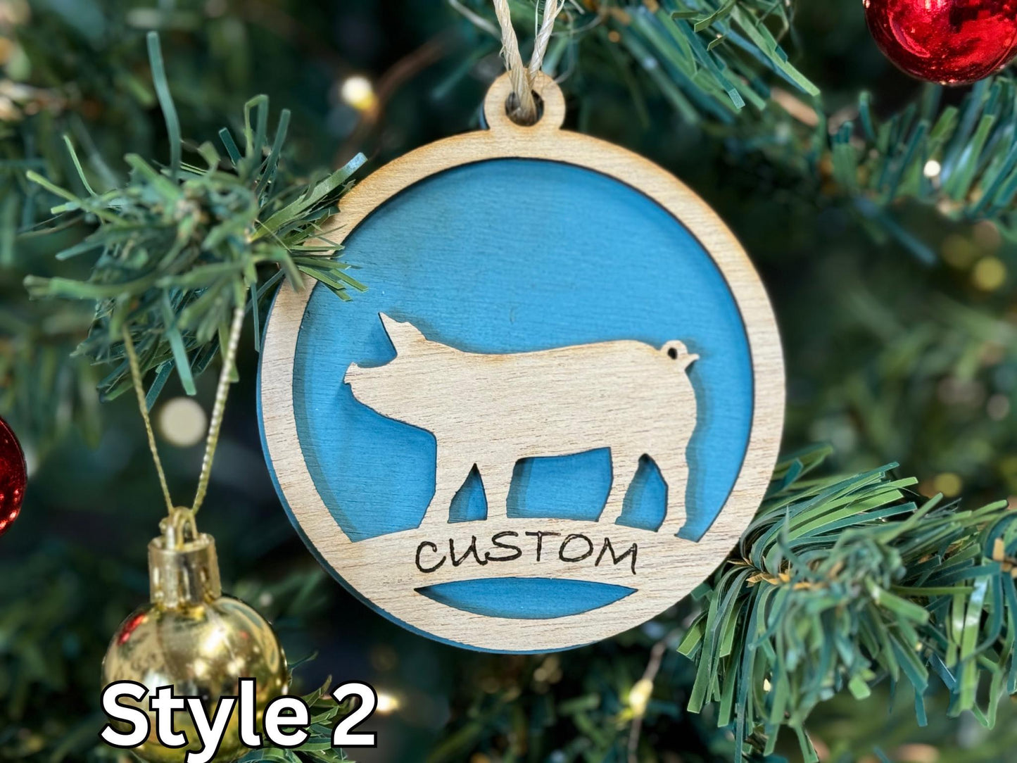 Pig Ornaments for Christmas, livestock, animal, farm, rustic, wooden, gift idea, hog boar sow swine barrow thank you gift or buyer gift