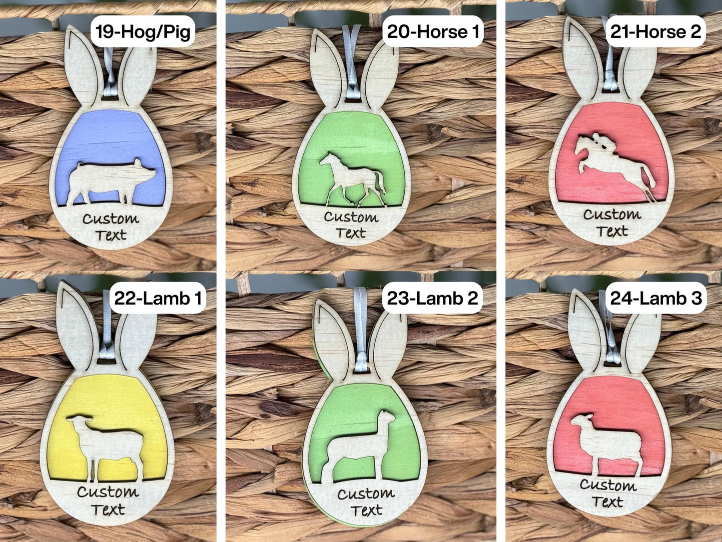 Farm Easter Egg basket tags for easter baskets or thank you baskets or for buyer gifts. all livestock animals and market animals available