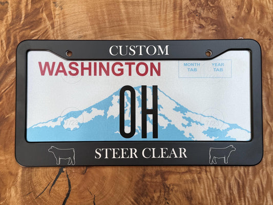 Student Driver Steer Clear license plate cover for steer lovers and student drivers