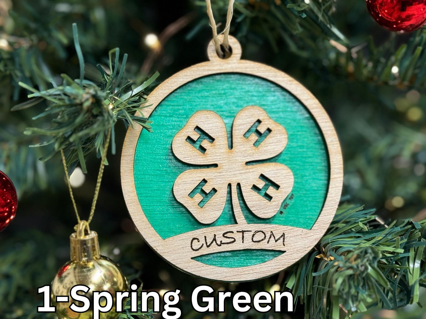 4-H Clover Ornaments for Christmas tree decorations, laser cut, rustic, wooden, gift idea, xmas 4h buyers gift