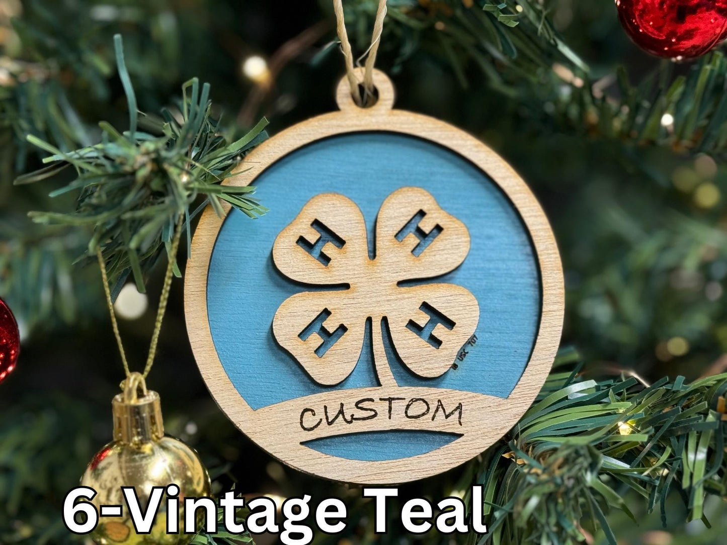 4-H Clover Ornaments for Christmas tree decorations, laser cut, rustic, wooden, gift idea, xmas 4h buyers gift