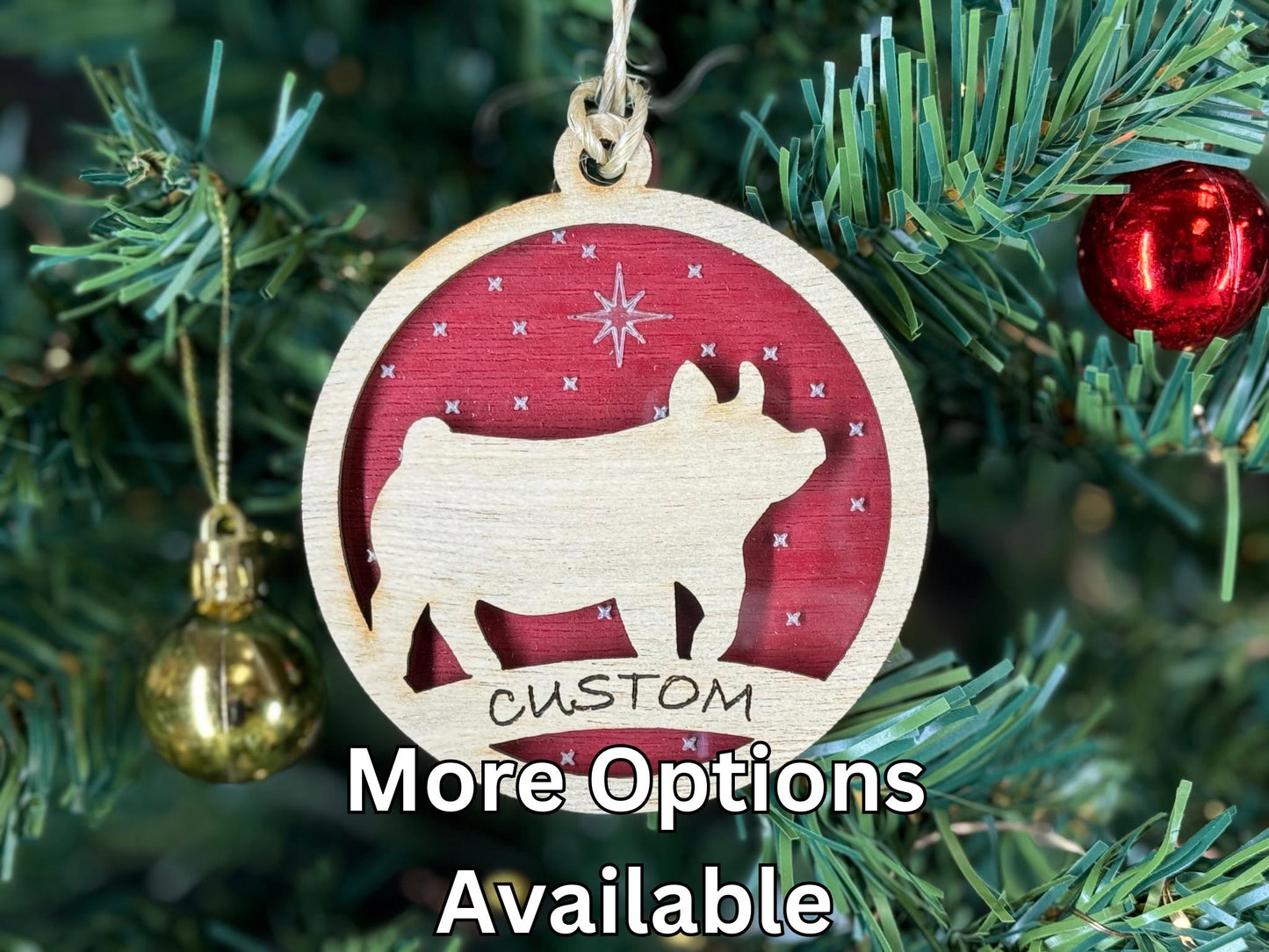 Pig Ornaments for Christmas, Thank you gift, Buyers Gift idea or 4H Club, livestock, animal, farm, rustic, wooden