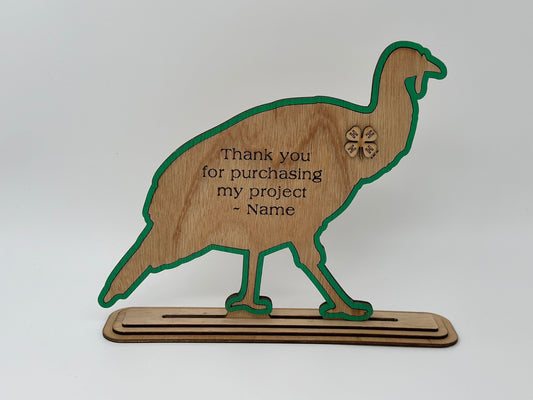 Turkey Handcrafted Wooden Buyers Thank You Gift Sponsor Gift for Auctions Perfect County Fair Junior Livestock Show Award Trophy 4H