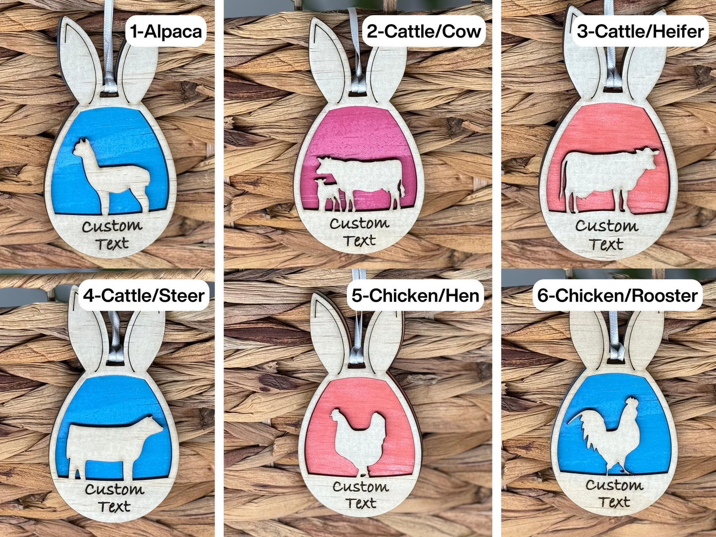 Farm Easter Egg basket tags for easter baskets or thank you baskets or for buyer gifts. all livestock animals and market animals available