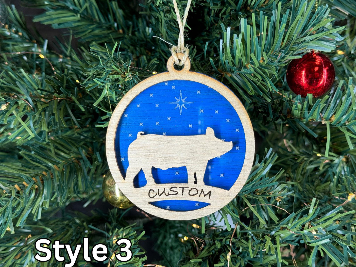 Pig Ornaments for Christmas, Thank you gift, Buyers Gift idea or 4H Club, livestock, animal, farm, rustic, wooden
