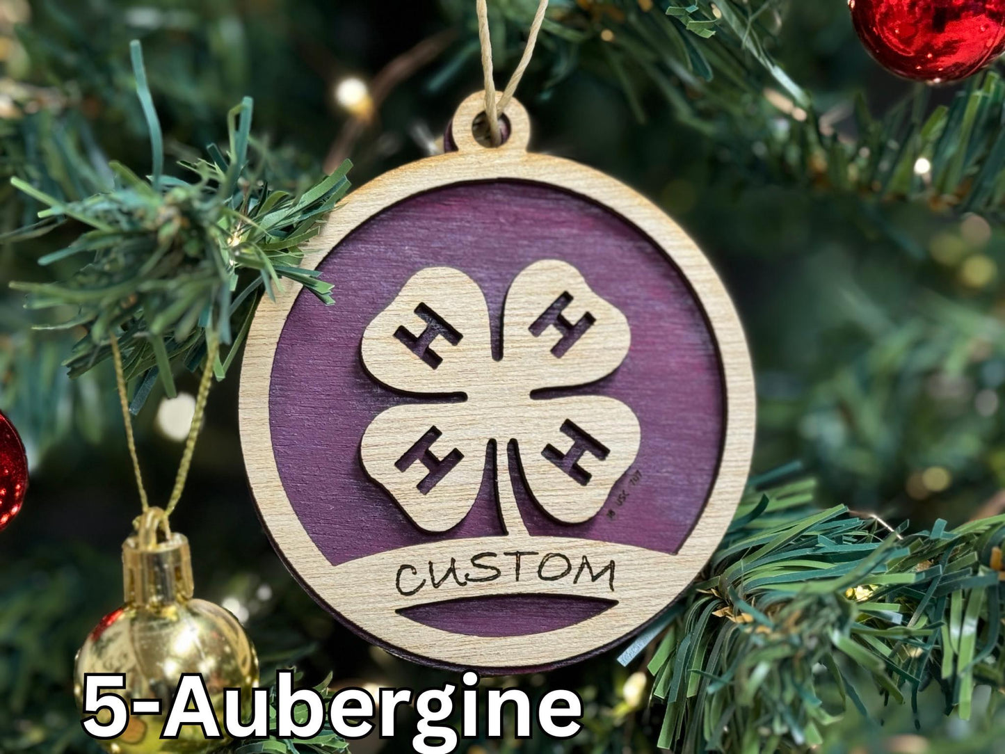 4-H Clover Ornaments for Christmas tree decorations, laser cut, rustic, wooden, gift idea, xmas 4h buyers gift