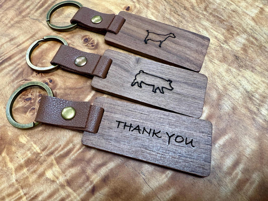 Keychain - Buyers gift for saying thank you to the buyer or sponsor in a buyer basket livestock show goat rabbit steer hog chicken turkey