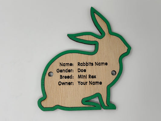 Rabbit cage tag pen stall name plate label for livestock shows bunny hutch
