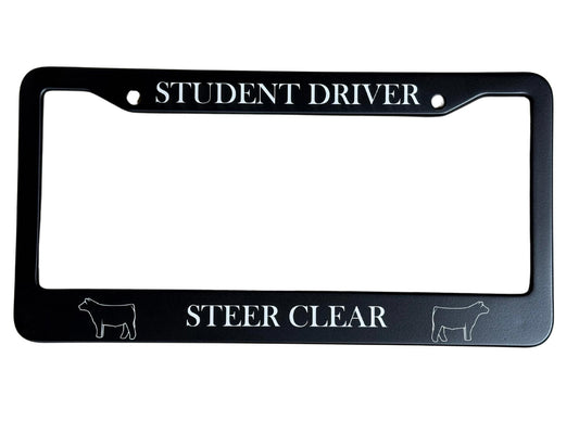Student Driver Steer Clear license plate cover for steer lovers and student drivers