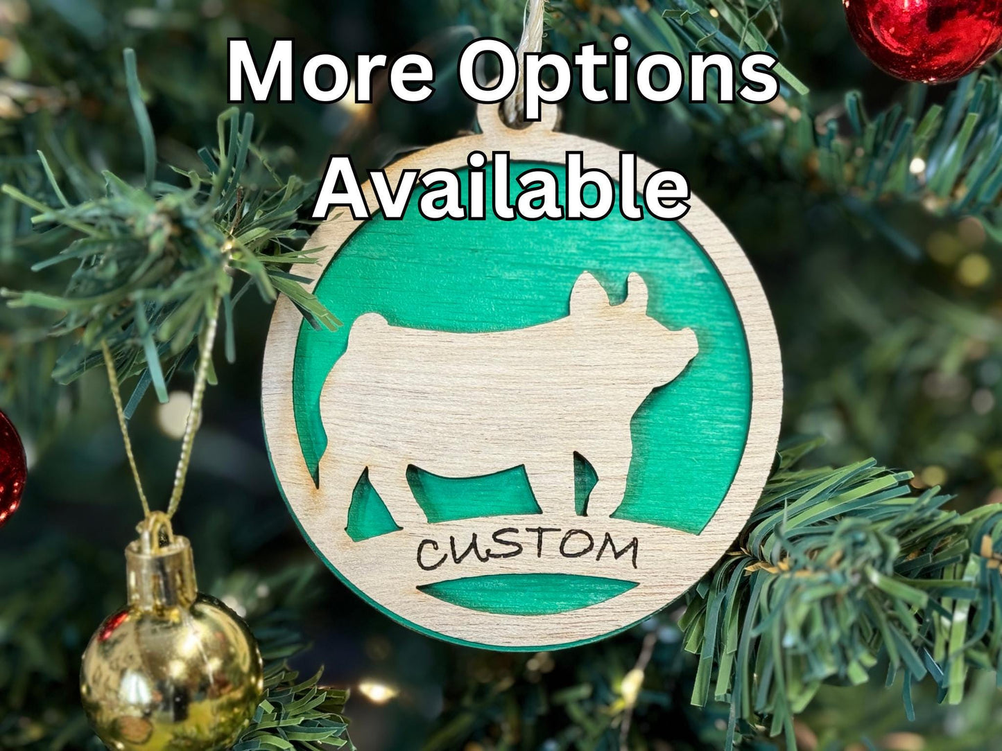 Pig Ornaments for Christmas, livestock, animal, farm, rustic, wooden, gift idea, hog boar sow swine barrow thank you gift or buyer gift
