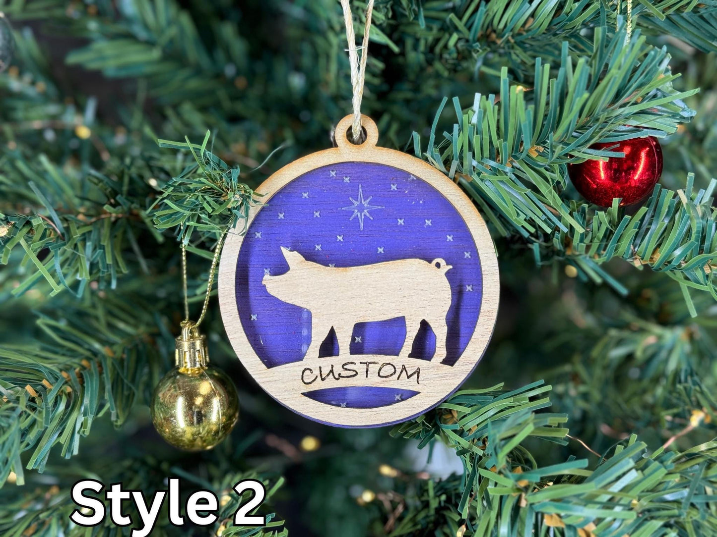 Pig Ornaments for Christmas, Thank you gift, Buyers Gift idea or 4H Club, livestock, animal, farm, rustic, wooden