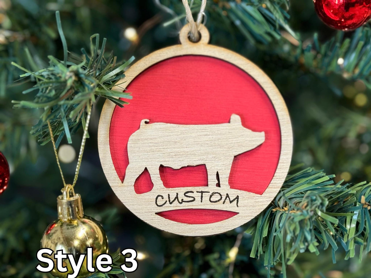Pig Ornaments for Christmas, livestock, animal, farm, rustic, wooden, gift idea, hog boar sow swine barrow thank you gift or buyer gift