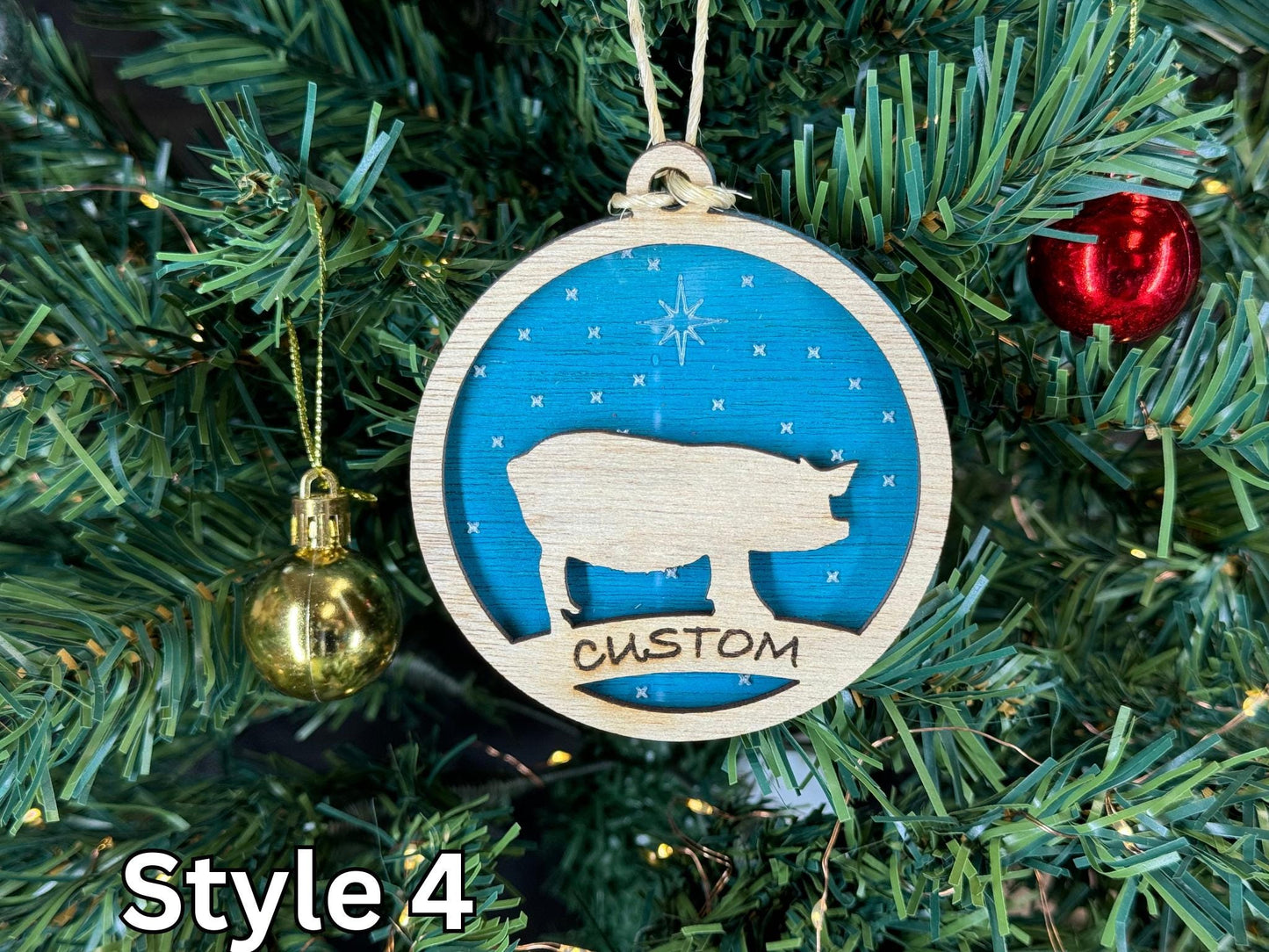 Pig Ornaments for Christmas, Thank you gift, Buyers Gift idea or 4H Club, livestock, animal, farm, rustic, wooden